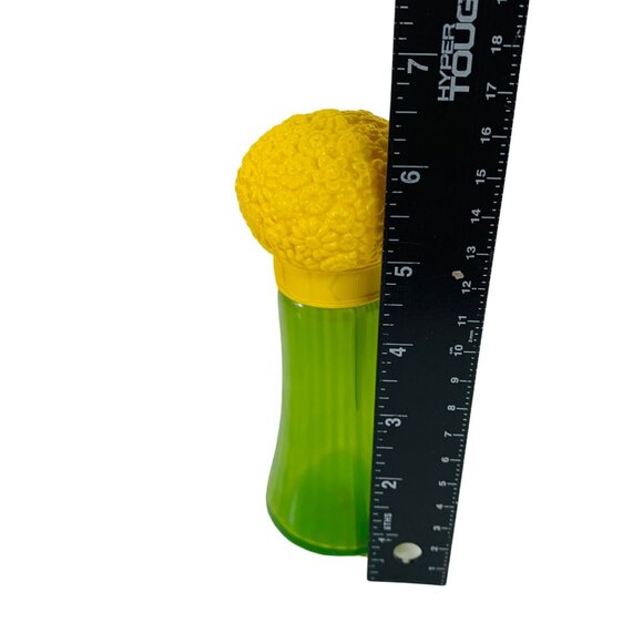 MCM Avon Lemon Green Glass Perfume Bottle Textured Flower Power Cap Dresser Deco - Picture 9 of 10